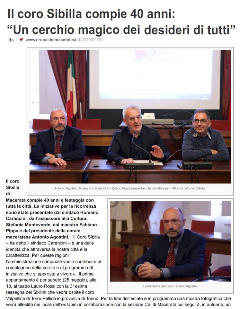 Grande mostra fotografica del 40º anniversario del Coro Sibilla